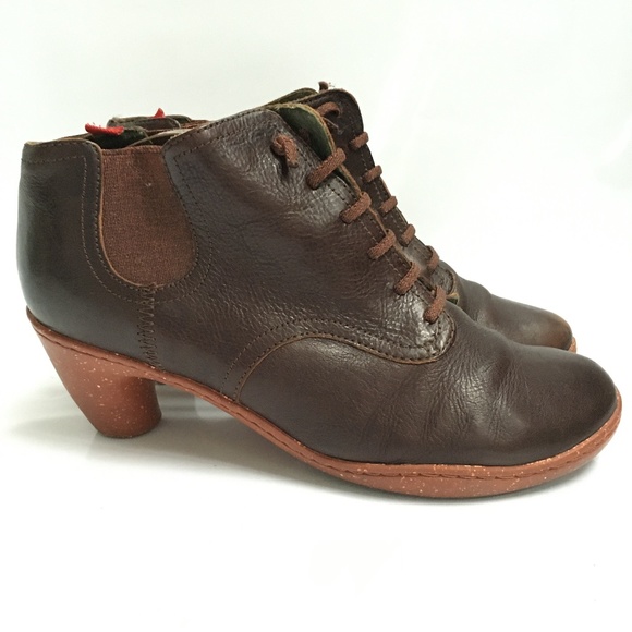 Camper Booties Leather Lace Up Sz 6 1/2 Brown - Picture 3 of 11